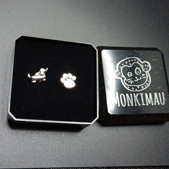 New 925 Sterling Silver Puppy & Paw Print Earrings By‎ Monkimau New - Picture 1 of 4